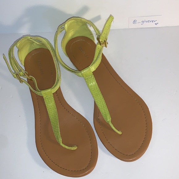 8 Neon Yellow Express Double Strap Python Embossed - Picture 3 of 11